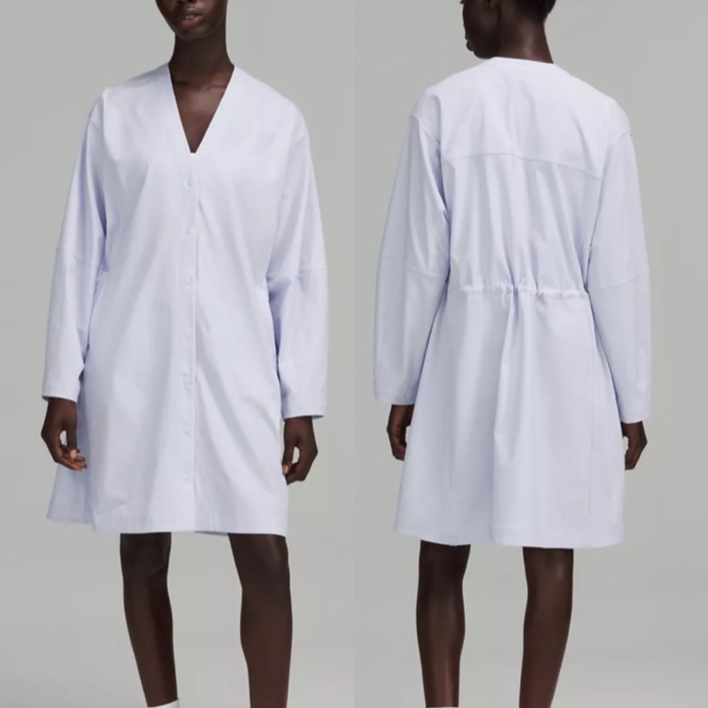 Lululemon WovenAir Button Front Dress - Heathered Pastel Blue size‎ 6